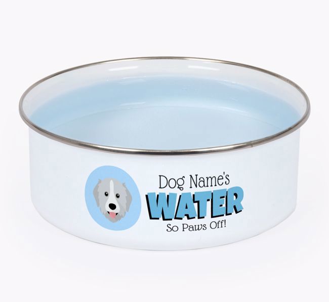 Water, Paws Off: Personalized {breedFullName} Enamel Dog Bowl